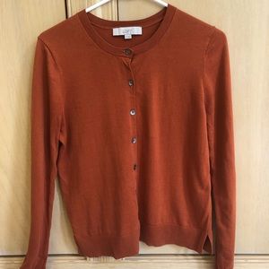 LOFT pumpkin rust colored cardigan S